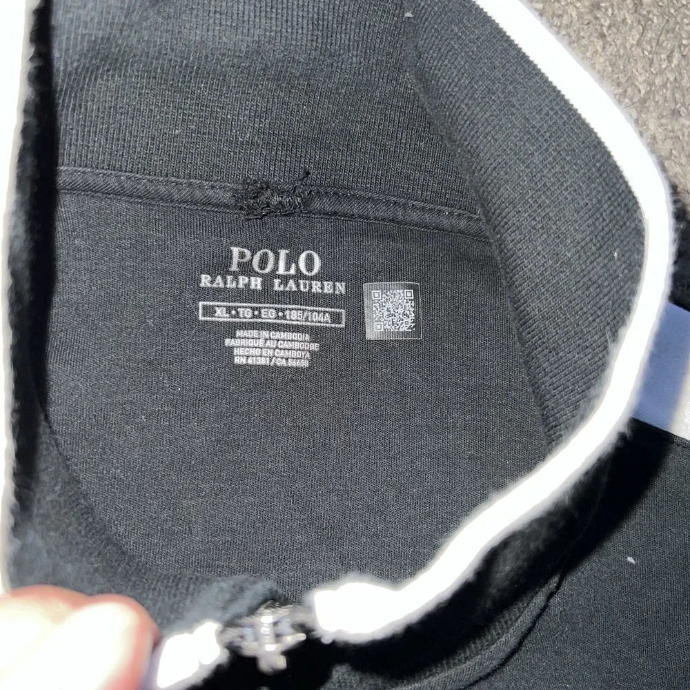 Polo Ralph Lauren Track Jacket Mens XL Black White Stripe Full Zip Pony